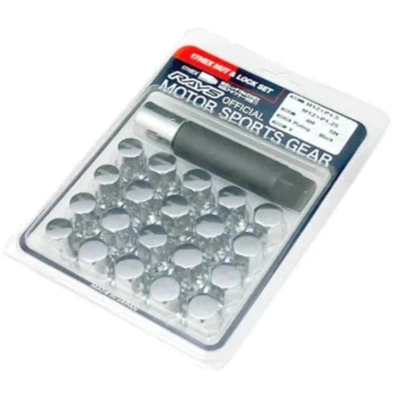 Rays 17Hex Lug Nut & Locks – M12x1.25 / Chrome