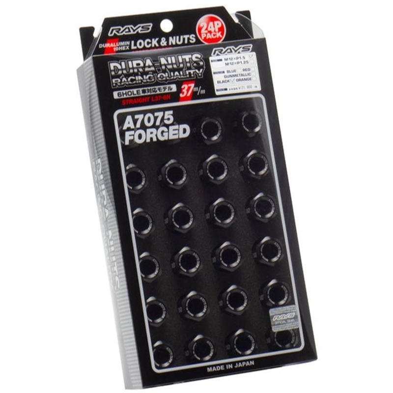Rays Dura-Nut 6H L37 Lug Nuts & Locks – M12x1.25 / Black