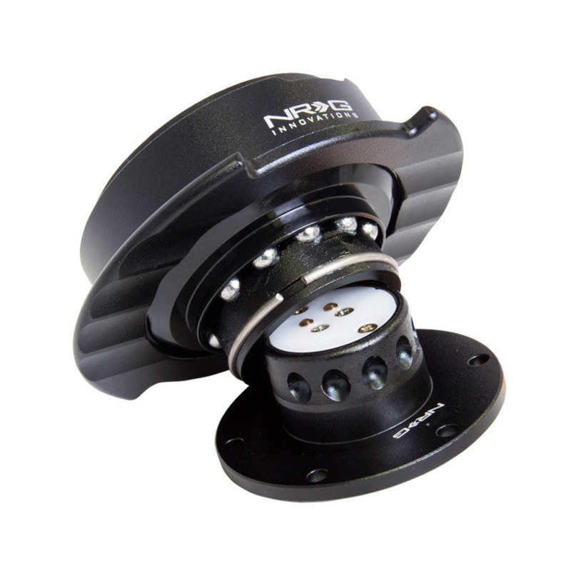 NRG Steering Wheel Quick Release 2.5 – Black/Black w/ finger grooves – (SRK-250BK)