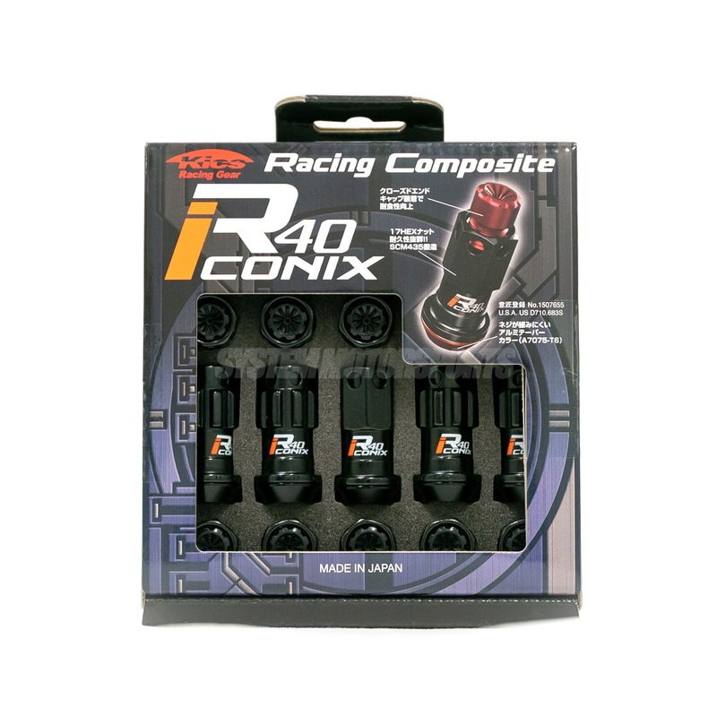 Project Kics R40 Iconix Lug Nuts & Locks – M12x1.25 / Black Lug Nuts w/ Locks (16 + 4)