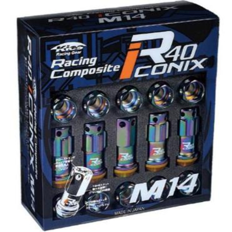 Project Kics R40 Iconix Lug Nuts & Locks – M14x1.5 / Neochrome (No Caps)