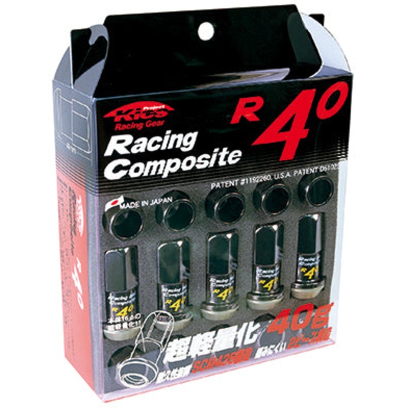Project Kics R40 Lug Nuts & Locks – M12x1.5 / Black Chrome With Locks (16 + 4)