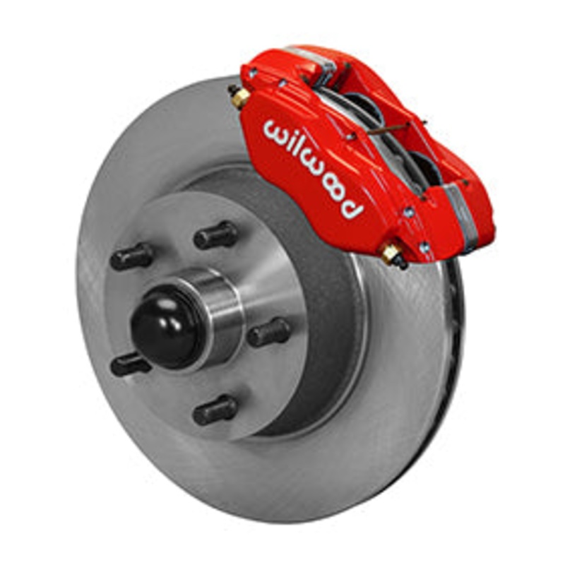 1957-60 Cadillac Wilwood Dynalite Pro Series Front Brake Kit Plain Rotor, Red Caliper