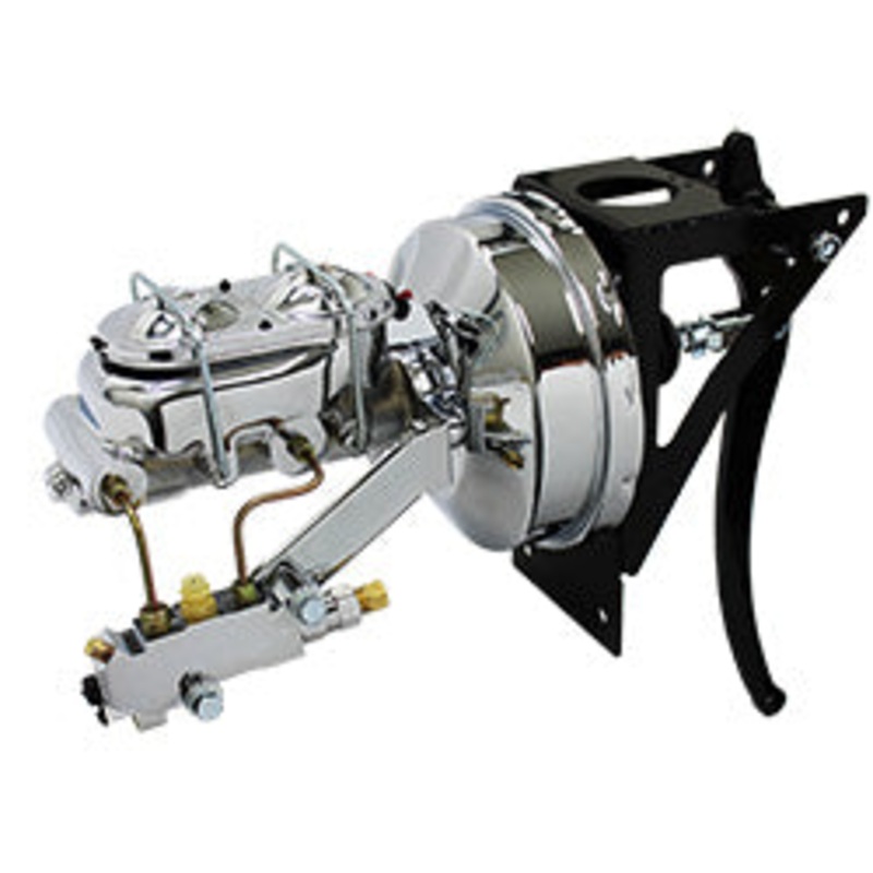 1948-52 Ford F1 Truck Firewall Mount Power Brake Booster Kit, Chrome 4 Wheel Disc