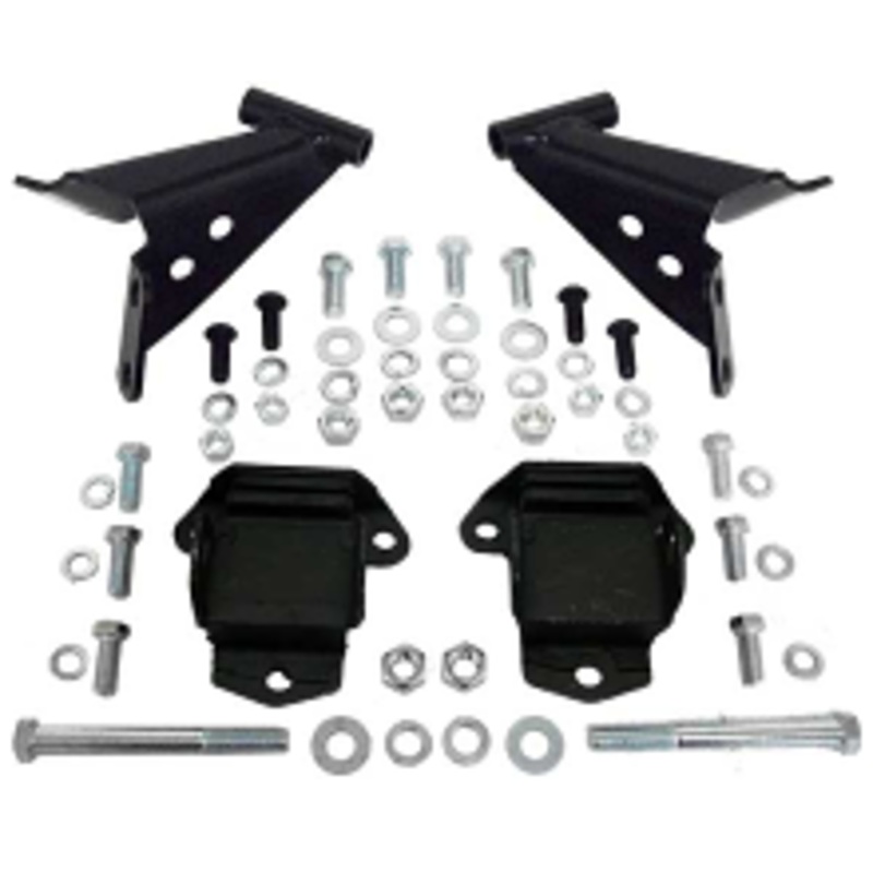 1955-57 Chevy Belair V-8 Motor Mount Bracket Kit with Mounts, Side Mount 3/4 forward Poly Urethane