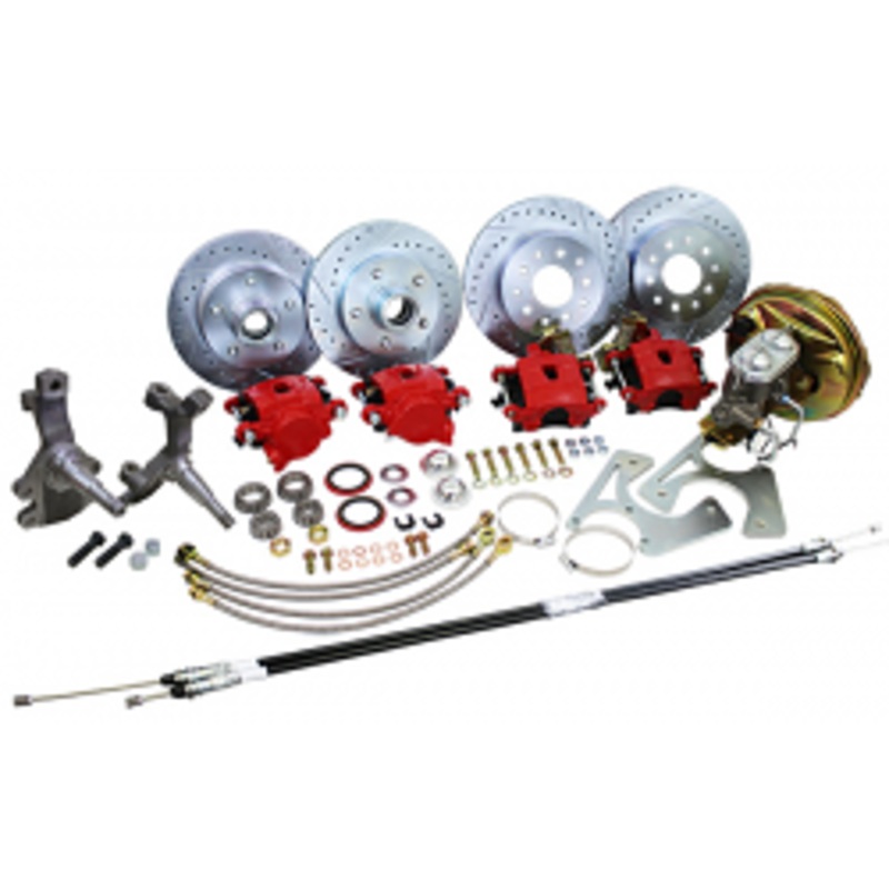 1962-67 Chevy Nova Power Disc Brake Conversion Kit, 2″ Drop Spindles Yes (XDGS4) (+$169.30) Black (PC-BFR4) (+$130.62) Yes (SBH104) (+$98.00)