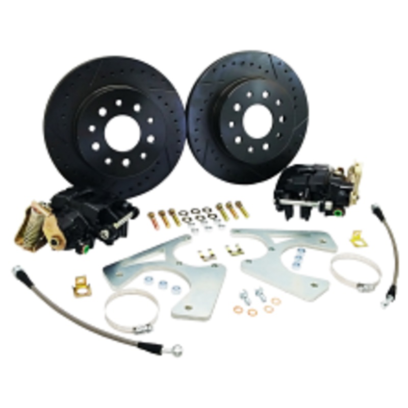 1955-70 Chevy Belair Impala Black Out Rear Disc Brake Conversion Kit, OEM Rearend