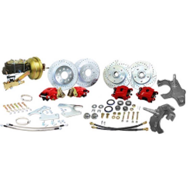 1955-57 Chevy Belair Power Disc Brake Conversion Kit, Front and Rear, 2″ Drop Spindles