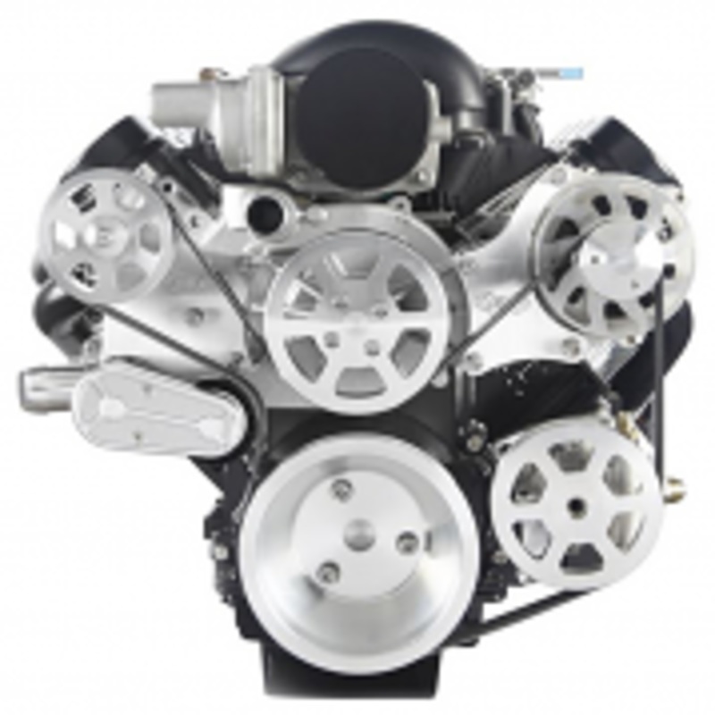 6 Rib Serpentine Pulley Kit w/ Remote PS Reservoir, Machined, No A/C – Chevy LS Please Specify