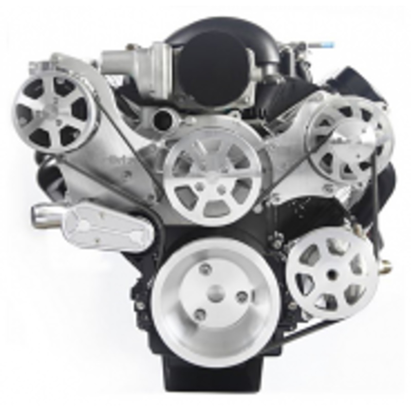 Chevy LS 6 Rib Serpentine Pulley Kit w/ Remote PS Reservoir, Machined Finish Please Specify
