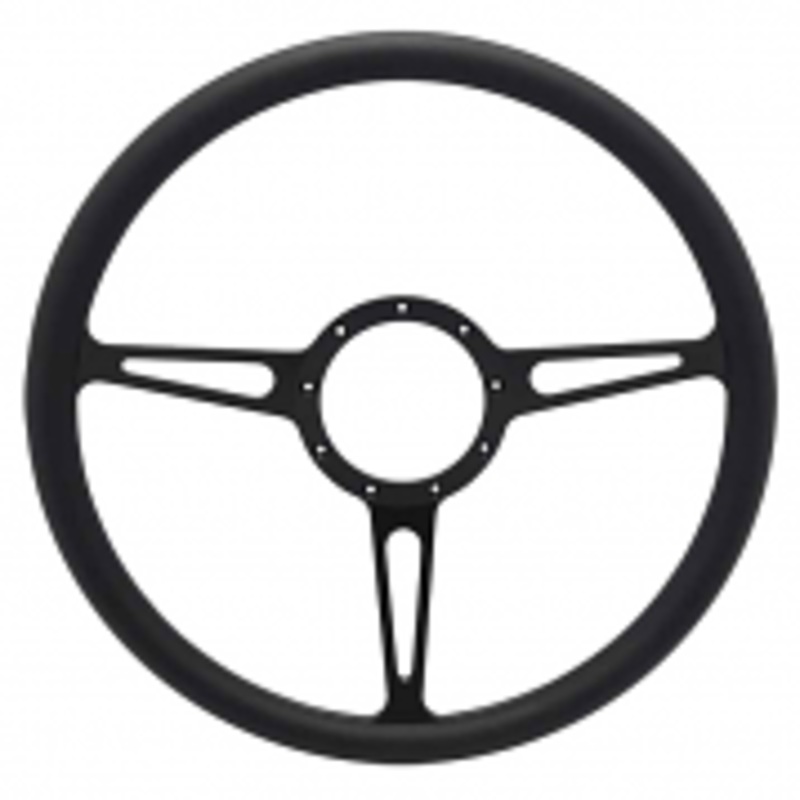 Classic Billet 15″ 3-Spoke Steering Wheel – Black Out Spokes and Grip, Eddie Motorsports