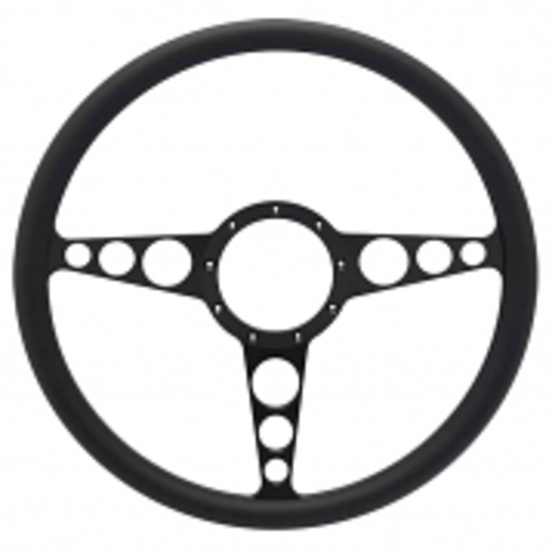 Racer Billet 15″ Steering Wheel – Black Out Spokes and Grip, Eddie Motorsports