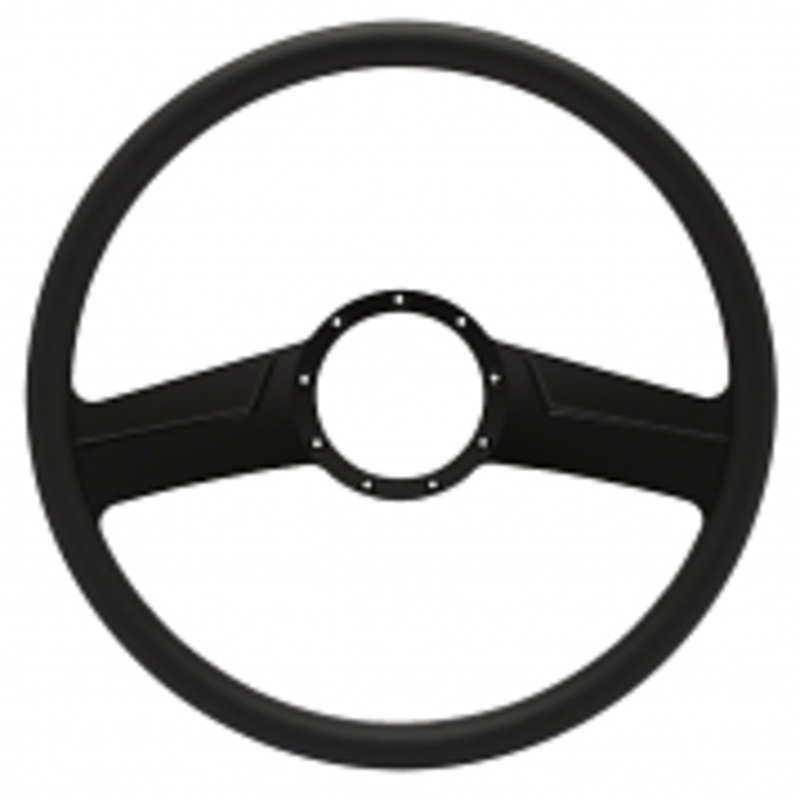 Vintage Billet 15″ 2-Spoke Steering Wheel – Black Out Spokes and Grip, Eddie Motorsports