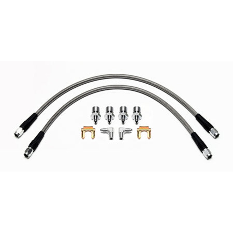 Wilwood – Disc Brake Hose Kit, Front, Braided Stainless Wilwood Calipers, 65-69 Ford Mustang