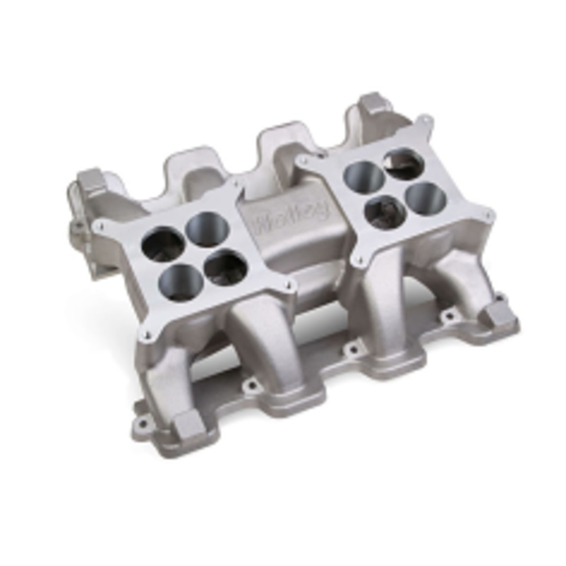 Holley LS Carbureted Manifold – 2×4 Dual Plane Natural Cast