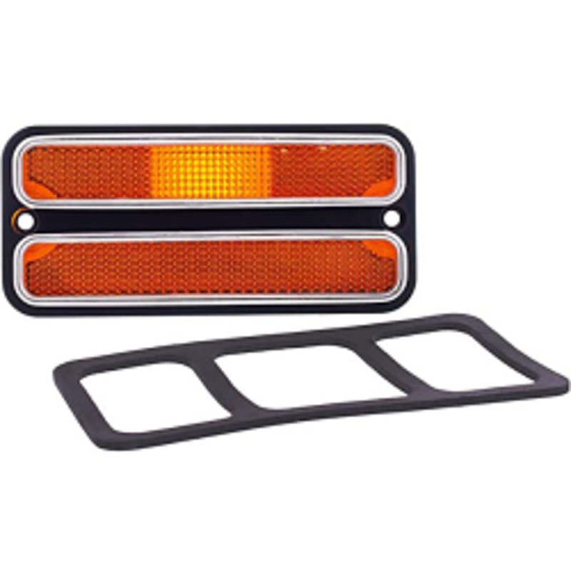 1968-72 Chevy & GMC Side Marker Lens, Deluxe w/ Trim, Amber
