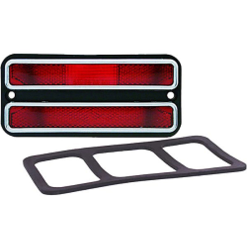 1968-72 Chevy & GMC Side Marker Lens, Deluxe w/ Trim, Red