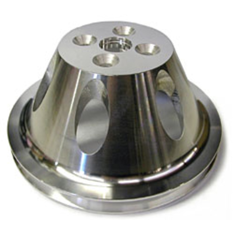 SMALL BLOCK CHEVY SHORT WATER PUMP PULLEY, ALUMINUM SINGLE GROOVE