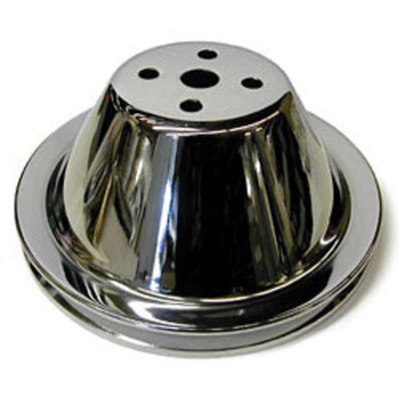 SMALL BLOCK CHEVY SHORT WATER PUMP PULLEY, CHROME SINGLE GROOVE