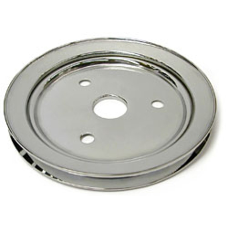 SMALL BLOCK CHEVY SWP CRANKSHAFT PULLEY, CHROME SINGLE GROOVE