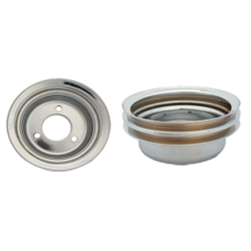 FORD CRANKSHAFT PULLEY, CHROME 2 GROOVE