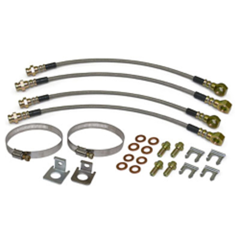 Front and Rear Disc Brake Hose Kit, Stainless Hoses 7/16″