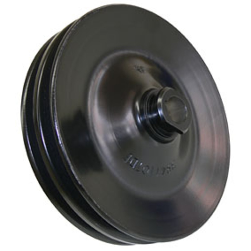 GM Power Steering Pump Double Pulley, 2 Groove Bolt On Saginaw Type, Black