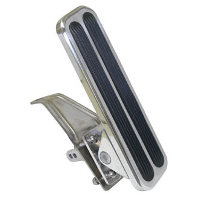 Gas Pedal, Polished Aluminum with Vertical Inserts, Floor mount