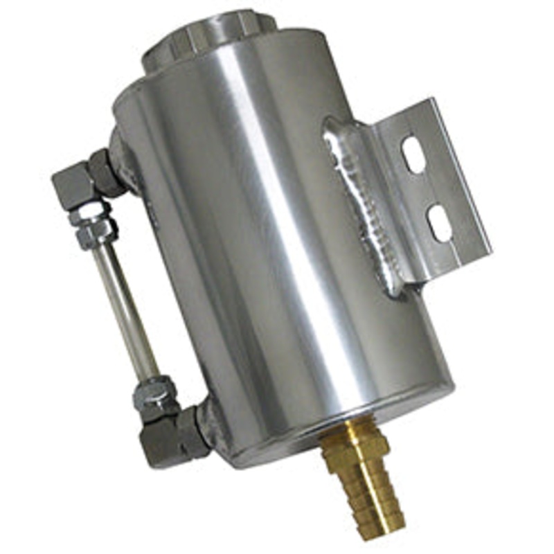 Power Steering Remote Reservoir Tank with Level Indicator, Aluminum