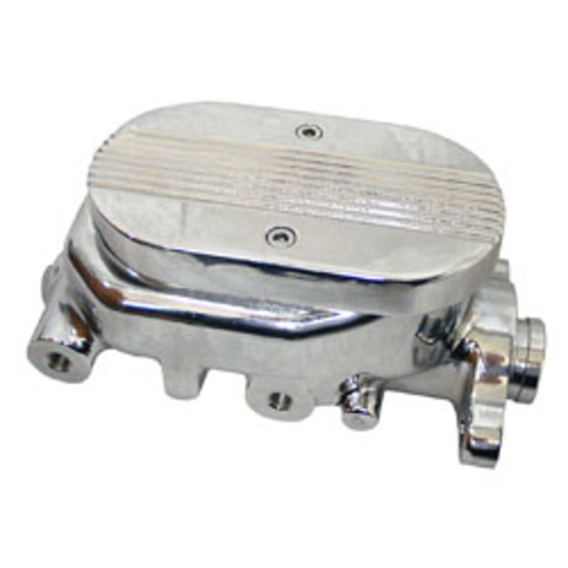 Street Rod, Hot Rod and Classic Truck Chromed Aluminum Master Cylinder with Custom Lid Double Barrel