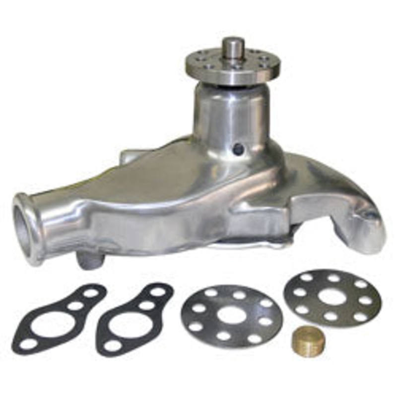 Water Pump, Small Block Chevy, Polished Aluminum Long