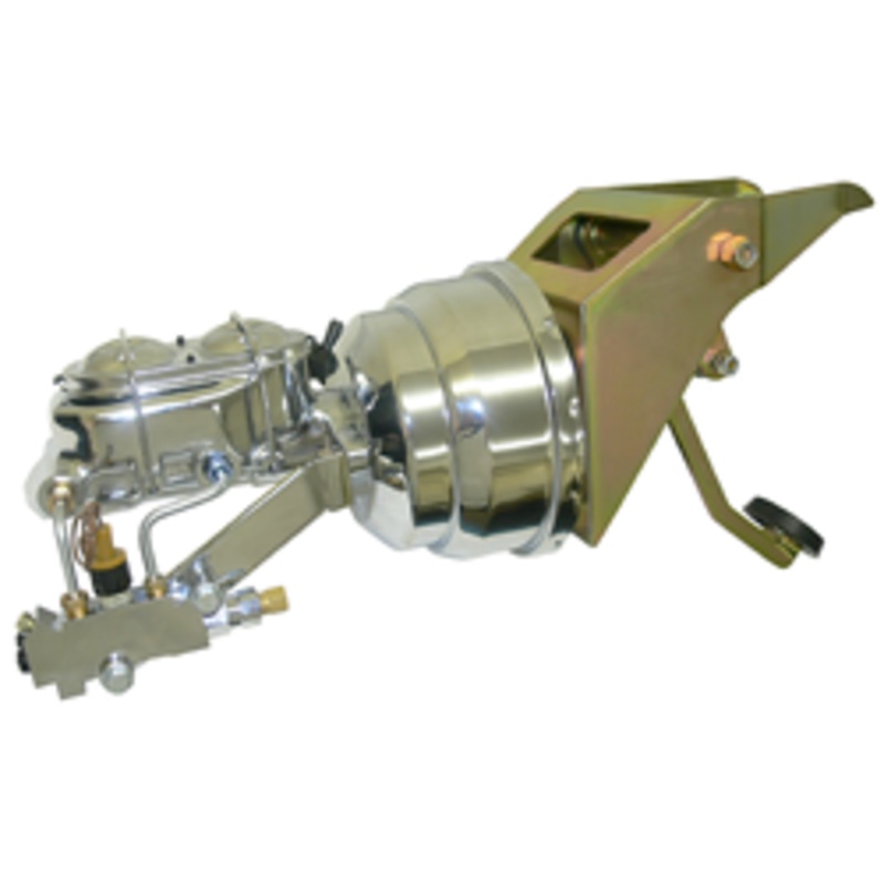 1953-56 Ford F-100 Truck Firewall Mount Power Brake Booster Kit, Chrome 4 wheel disc