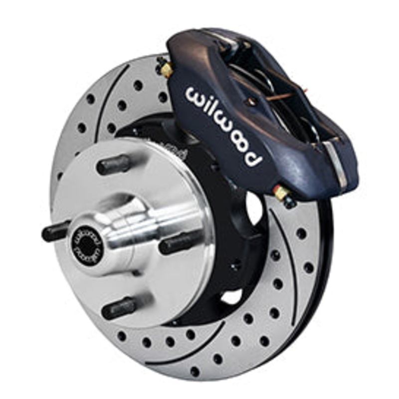 1965-66 Ford Mustang, 4 Lug Wilwood Forged Dynalite Pro Series Front Brake Kits Drilled 10.75″ Rotor, Red Caliper