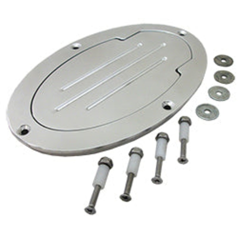 Fuel Tank and Master Cylinder Access Door, Billet Aluminum, Polished, Oval