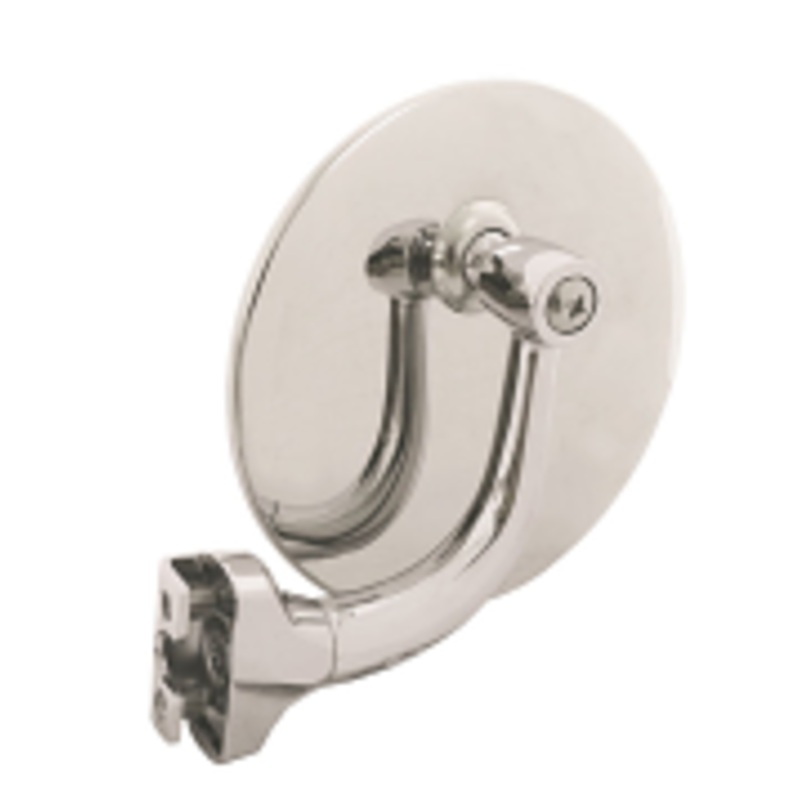 4″ Peep Mirror, Polished Stainless Mirror with Chrome Curved Arm, RH or LH, Each