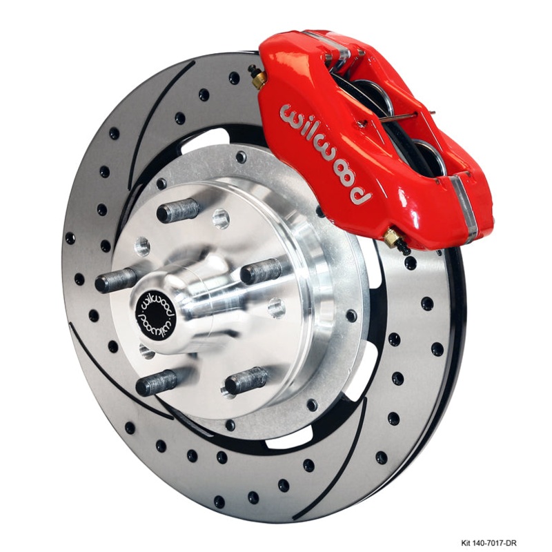 Wilwood Dynalite Pro Series Kit, 1963-64 Corvette Front Disc Brake Conversion Kits Drilled 12.19″ Rotor, Red Caliper