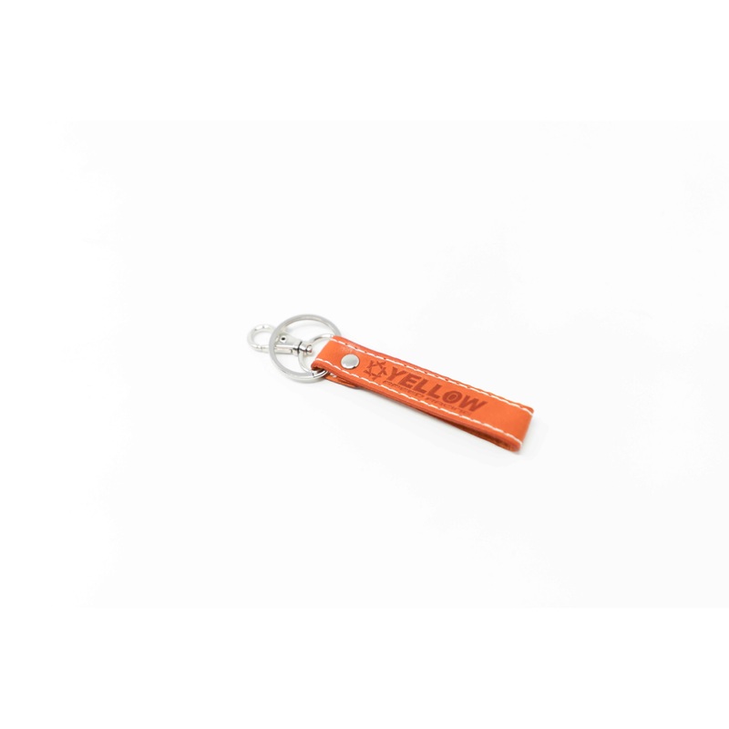Yellow Speed Racing Leather Keychain