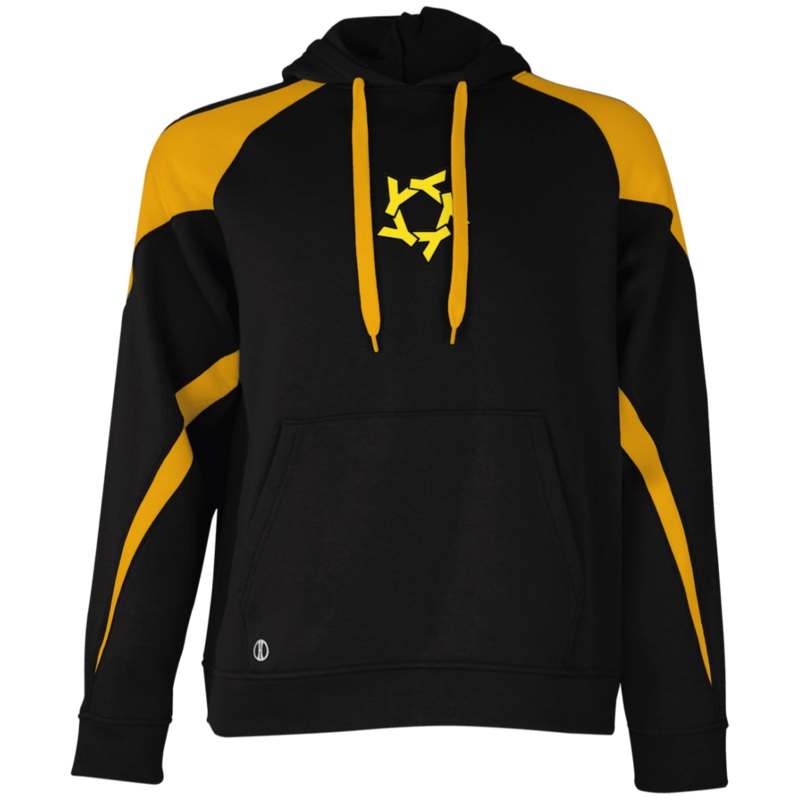 YSR USA Athletic Colorblock Fleece Hoodie Black/Light Gold S