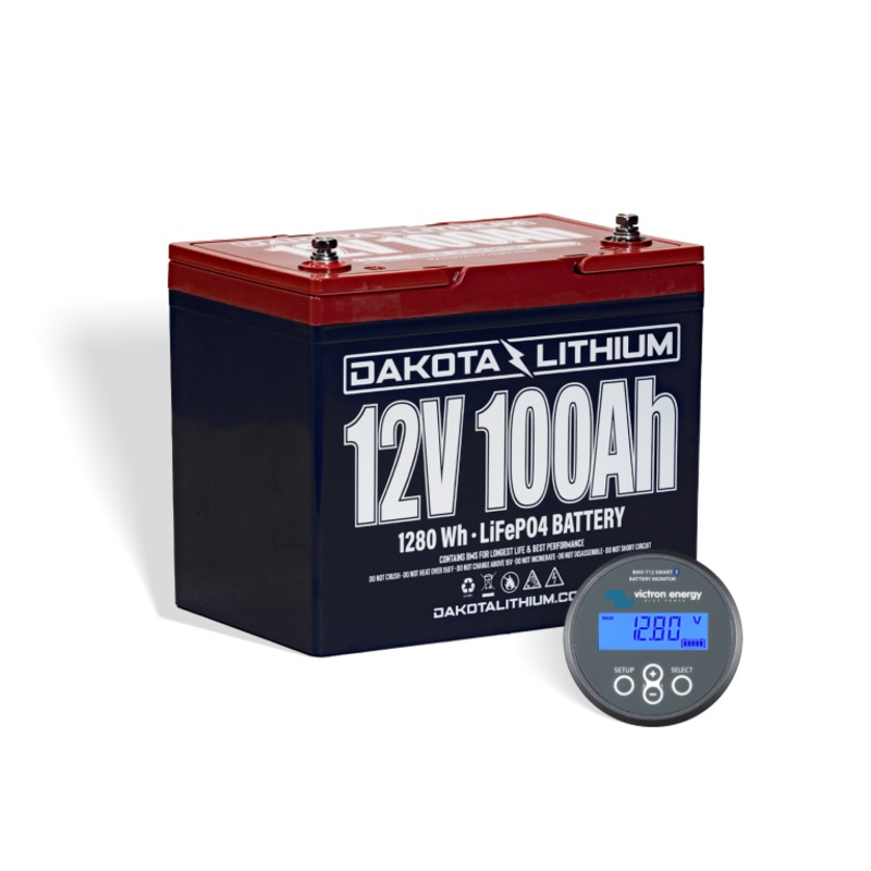 Dakota Lithium 12v 100Ah Battery Plus Victron Battery Monitor Bundle