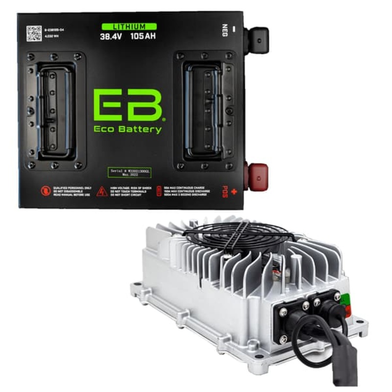 38V 105AH Eco LifePo4 Lithium Battery Kit with 15A Charger – Cube Style Battery