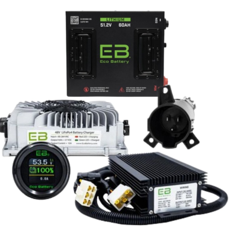 Eco Battery 48V 60Ah Lithium Bundle Kit with Charger & Optional 12V Converter Advanced EV Advent / 2022-24 Without 12V Converter