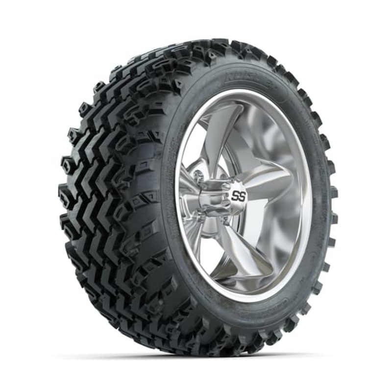 GTW Godfather Chrome 14 in Wheels with 23×10.00-14 Rogue All Terrain Tires  Full Set