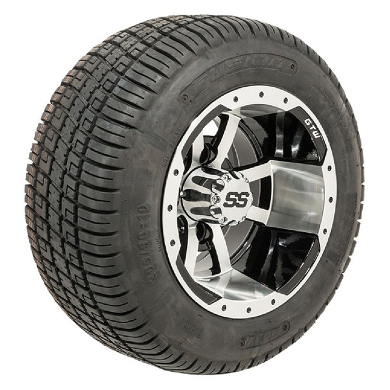 10″ GTW Storm Trooper Black and Machined Wheels 18″ Fusion DOT Street Tires  Set of 4