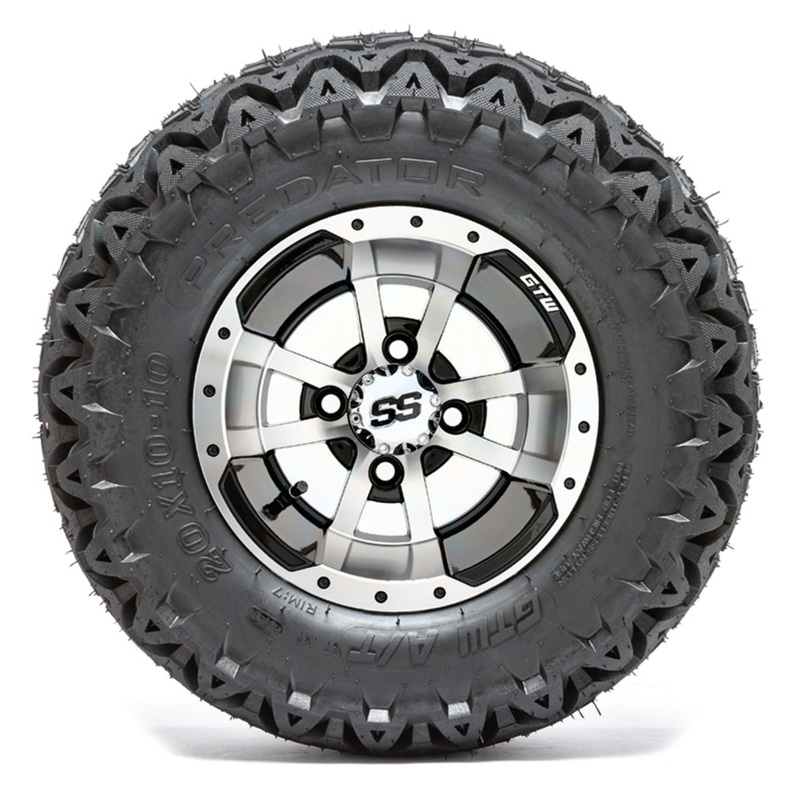 10″ GTW Storm Trooper Black and Machined Wheels with 20″ Predator A/T Tires  Set of 4