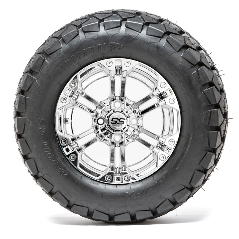 12″ GTW Specter Chrome Wheels with 22″ Timberwolf Mud Tires  Set of 4