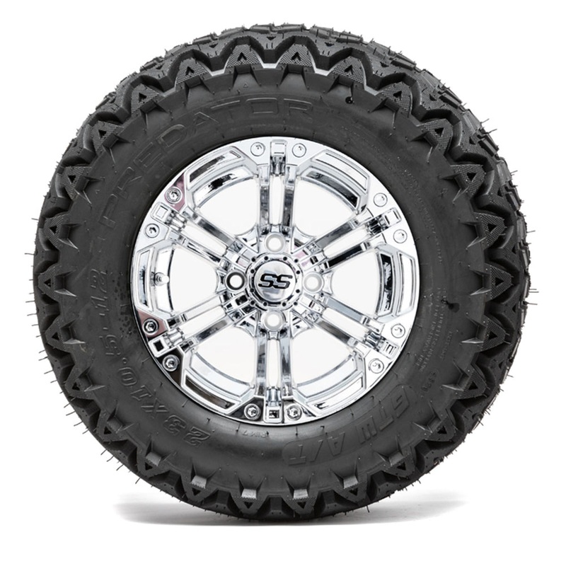 12″ GTW Specter Chrome Wheels with 23″ Predator A-T Tires  Set of 4