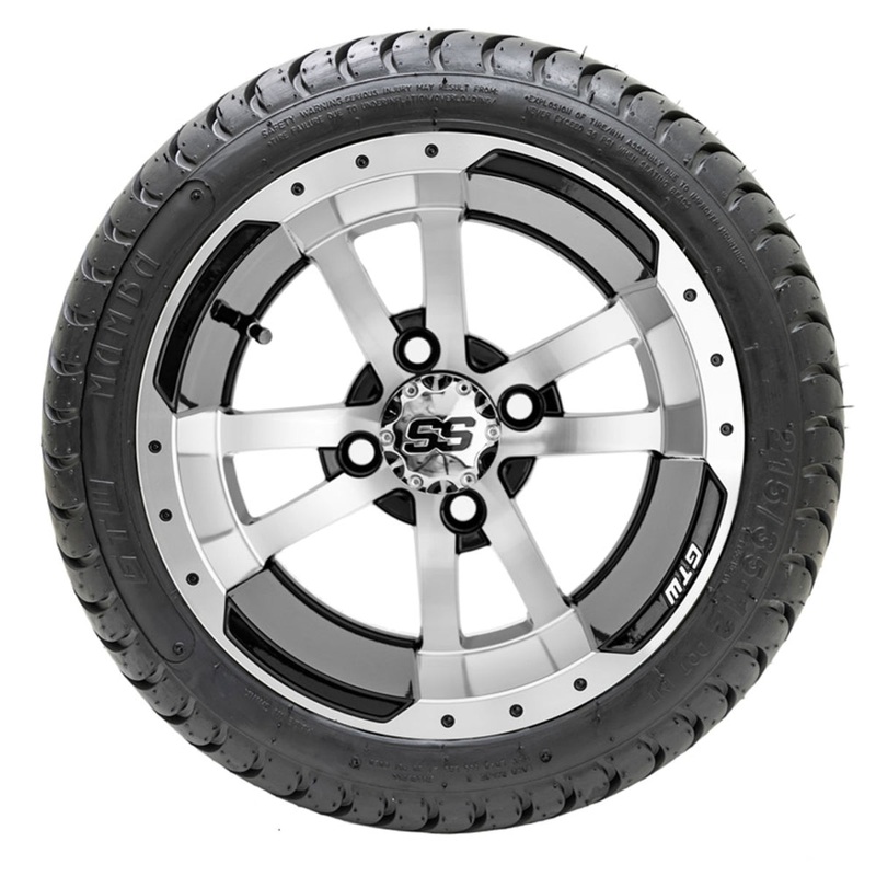 12″ GTW Storm Trooper Black and Machined Wheels with 18″ Mamba DOT Street Tires  Set of 4