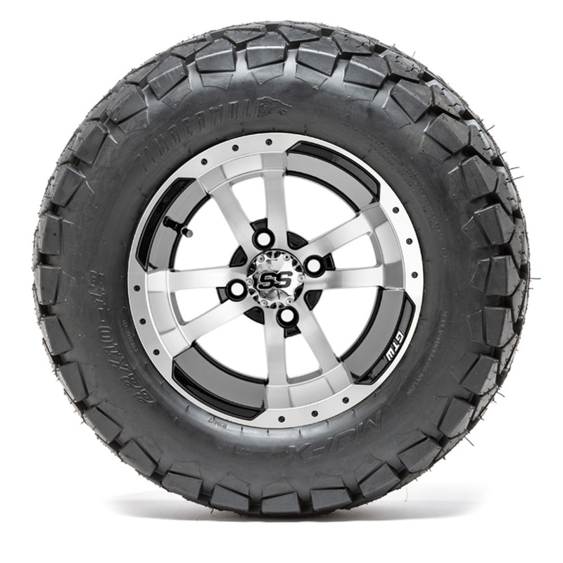 12″ GTW Storm Trooper Black and Machined Wheels with 22″ Timberwolf Mud Tires  Set of 4