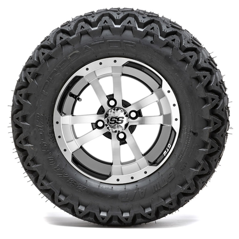 12″ GTW Storm Trooper Black and Machined Wheels with 23″ Predator A/T Tires  Set of 4