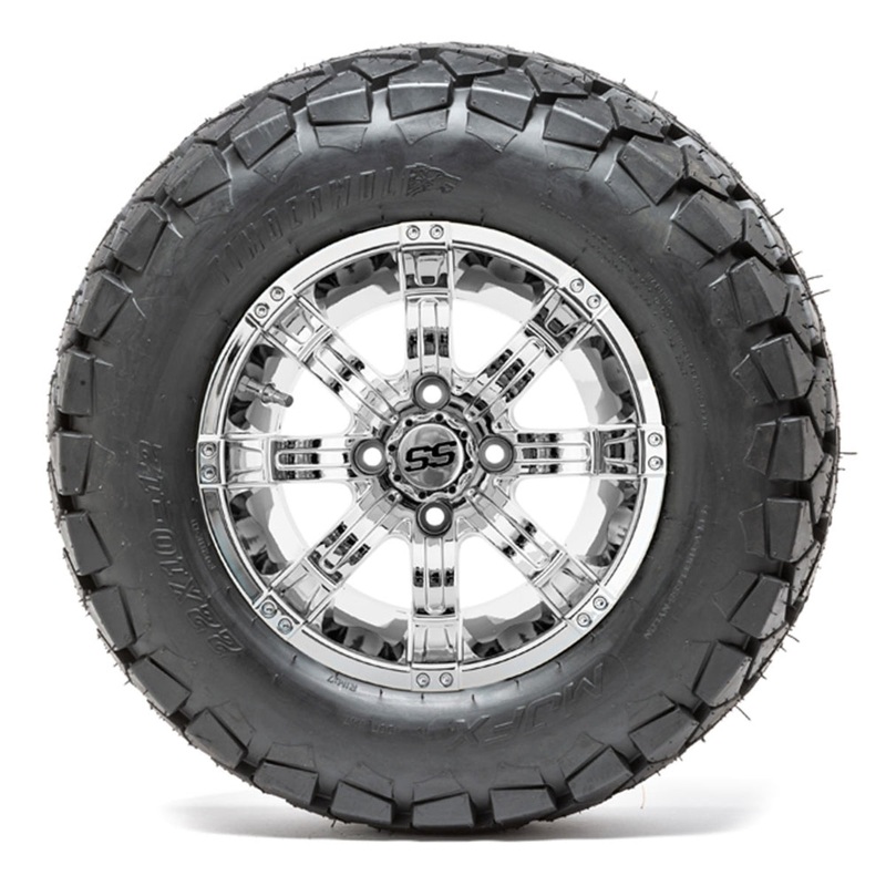 12″ GTW Tempest Chrome Wheels with 22″ Timberwolf Mud Tires  Set of 4